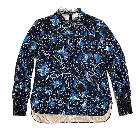 Charlotte Brody Gathered Top Shirt Blouse Womens Small Blue Purple Long Sleeve - Picture 10 of 10